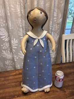 Vintage Clay Terracotta Figure Statue Signed By Artist 