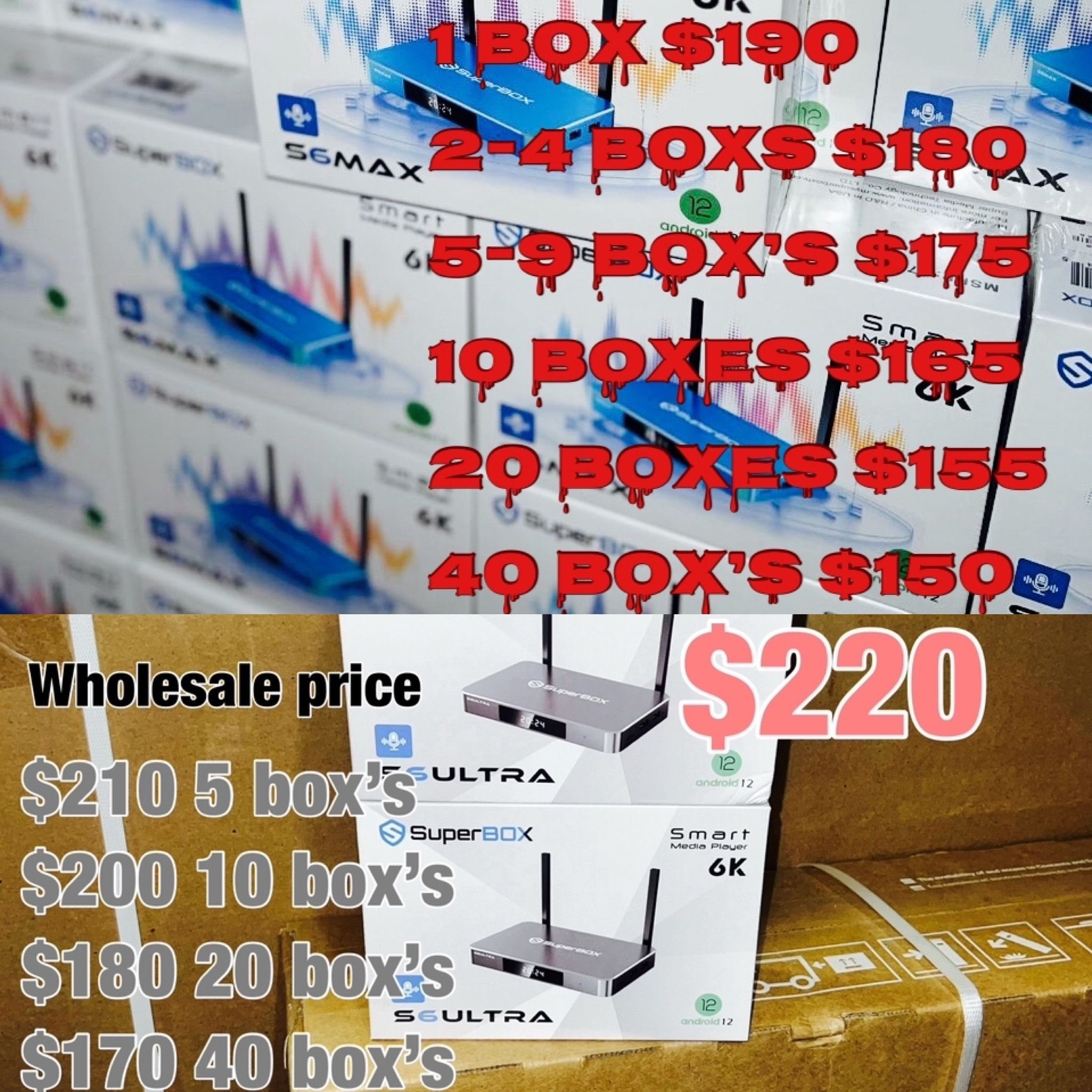 Super Box S6 ultra max Brand New Sealed Wholesale Reseller 4K Tv Super Box