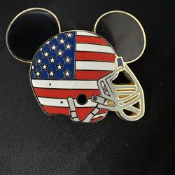 Disney Mickey Ears American Flag Football Helmet Trading Pin