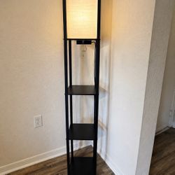 The Mainstays 62” Black Shelf Floor Lamp 