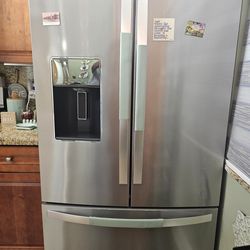3 French door stainless steel  ,whirlpool refrigerator ,with two icemaker