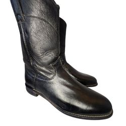 JUSTIN roper L3620 WOMEN BLACK LEATHER WESTERN COWGIRL BOOTS SIZE 9 B
