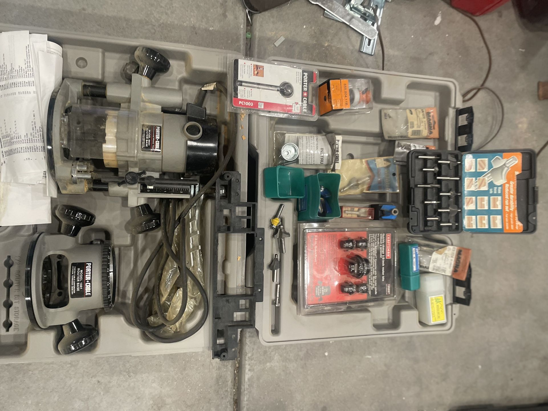 Porter cable Router Base / Case/ Multiple Router bits ?@{