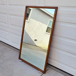 Vintage 1960s Mid Century Rectangular Walnut Floor Mirror Vanity