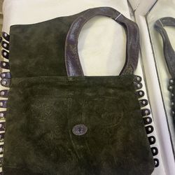 Unique Tiffany Shoulder Olive Green Suede Bag From Sergio’s Collection 