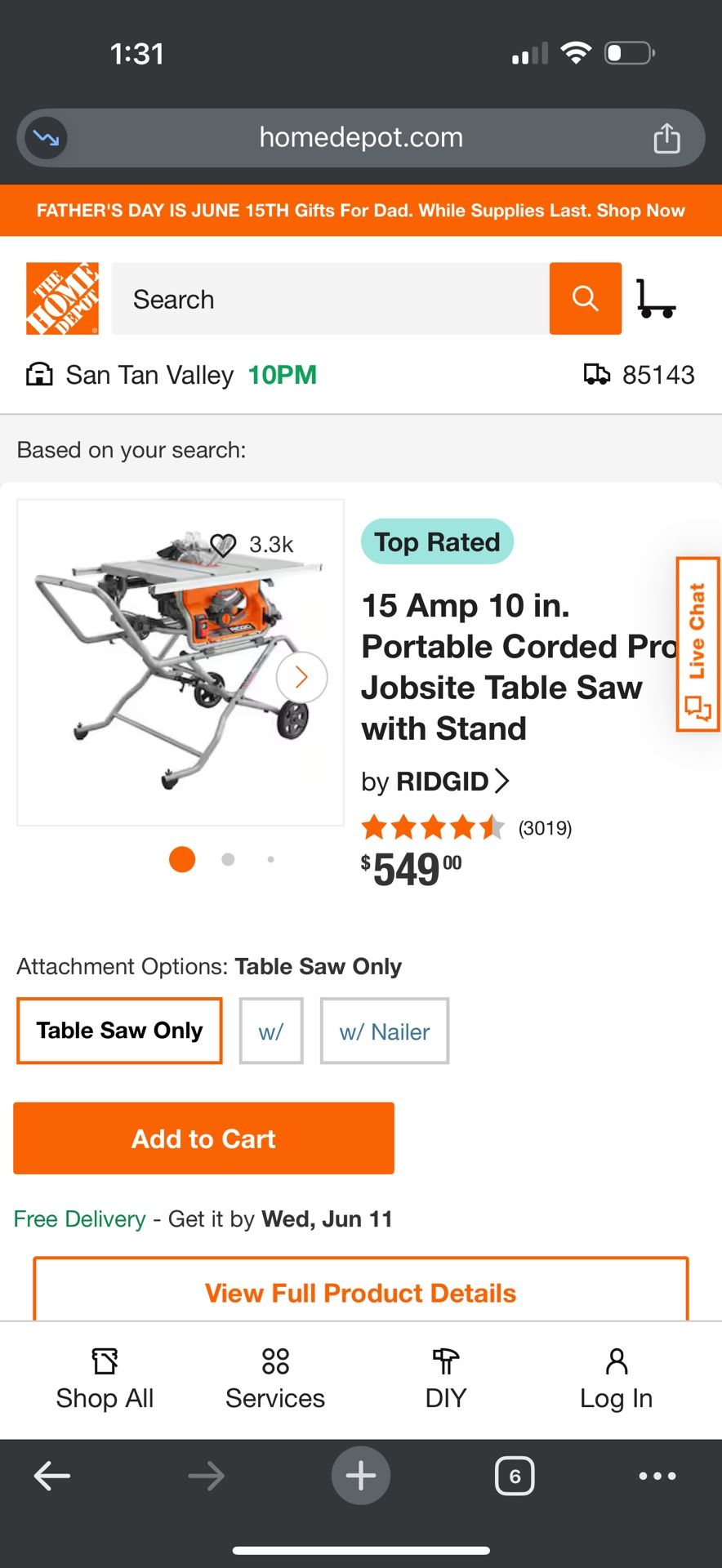 Ridgid Table Saw 