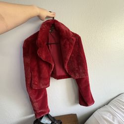 Fluffy Short Red Jacket