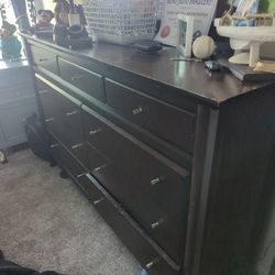 Solid Dark Brown Dresser & Mirror 