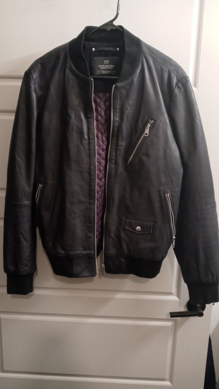 Scotch&Soda Leather Bomber Jacket