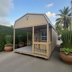 Shed Gal 12 x 32 Wraparound Porch Lofted Barn Cabin
