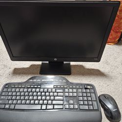 Hp 20" Monitor With Logitec Wireless Keyboard And Mouse
