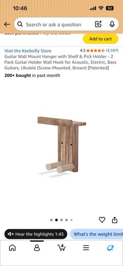 Guitar wall shelf holder