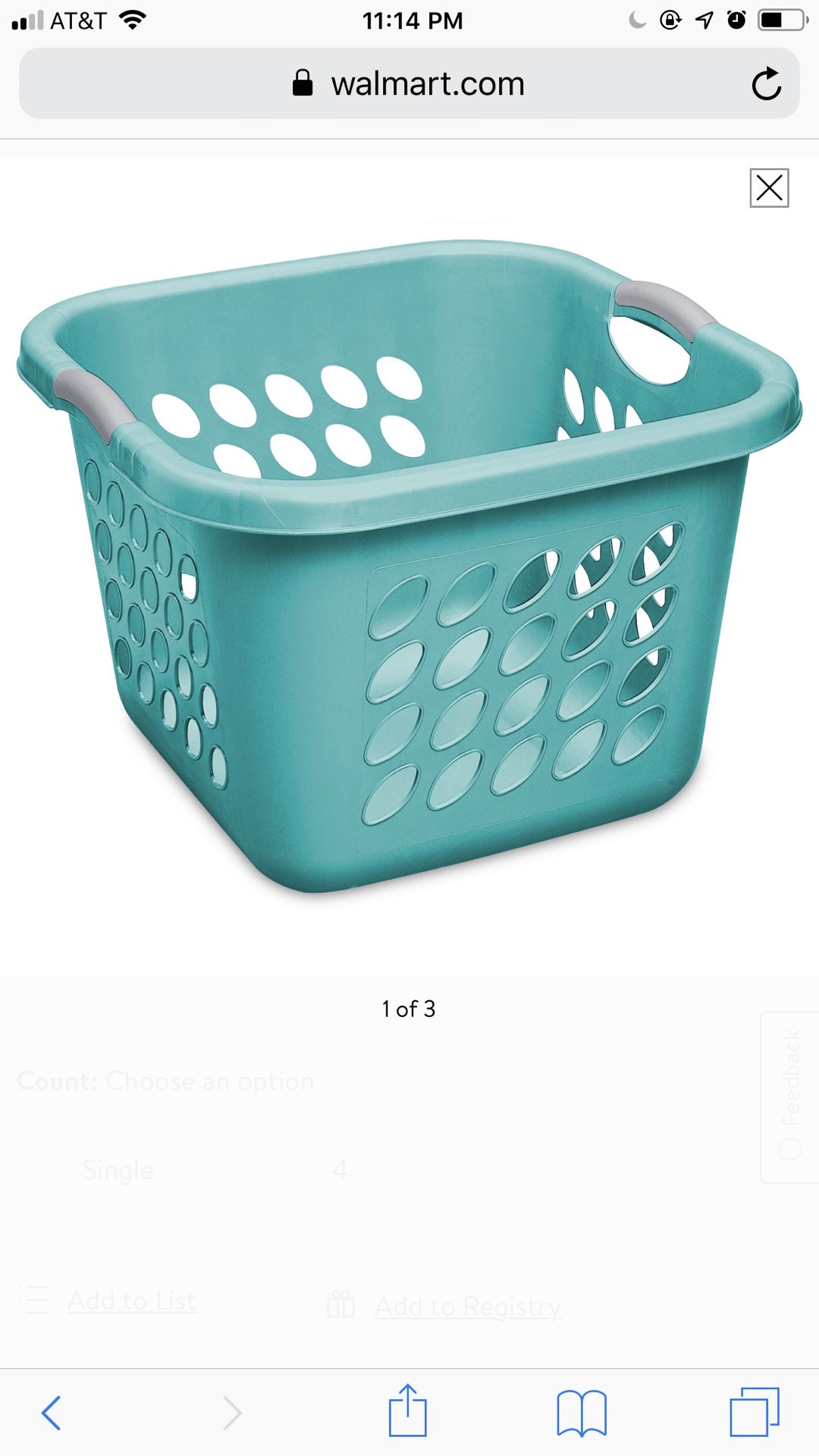 Sterilite 1.5 Bushel/53 L Ultra Square Laundry Basket, Teal Splash