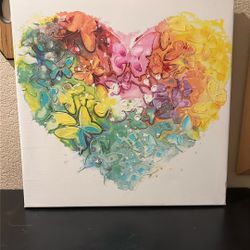 Large 3D Butterfly Heart Painting