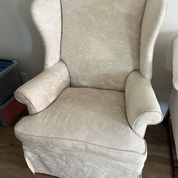 2 Wing Back Upholstered In Tapestry- Look Fabric Chairs