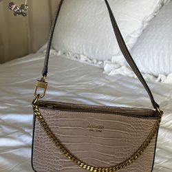 tan crocodile Guess shoulder purse