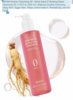 NOONI Korean Cleansing Oil - Snow Aqua 0 Ginseng Deep Cleansing Oil, 6.76 fl.oz (200 ml) | Makeup Double Cleansing, Glass Skin, Eggie Skin, Helps cont
