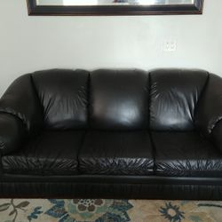 Couch With Loveseat. Black Leather