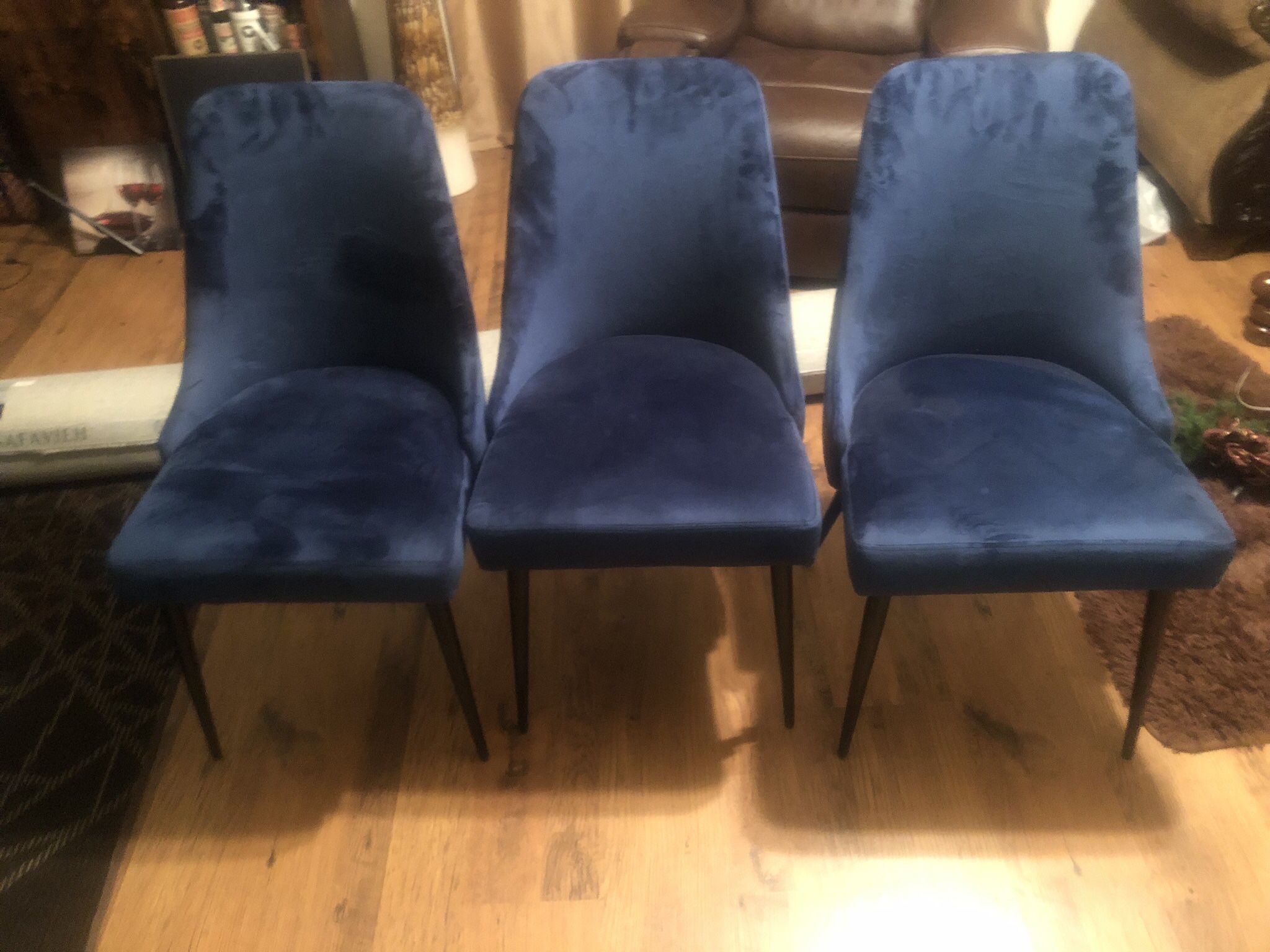 3 Blue Chairs  Large Rug