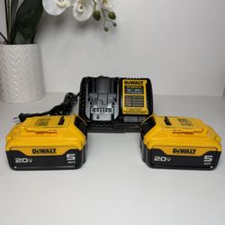 Dewalt (2) 5Ah Battery & Charger 20v 
