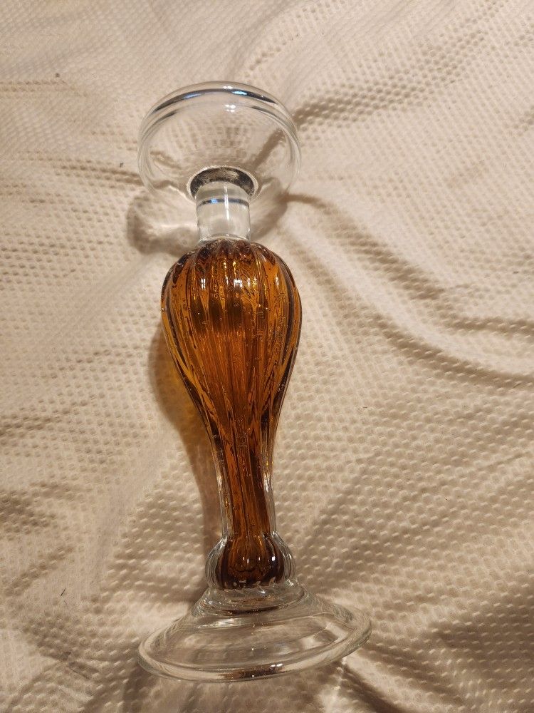 Glass Stemmed  Amber Glass Candlestick 