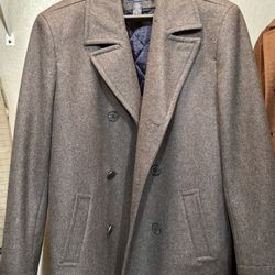 Mens XL Grey Vineyard Vines Vintage Peacoat- Very Clean- Suede B.R. Coat In My Other Post Included Free (Pics Included)
