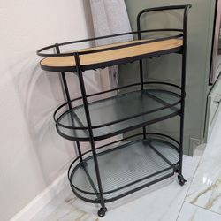 Black 3 Tier Rolling Bar Cart