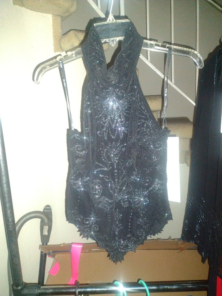 Black Glitter Halter Top