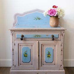 Antique Eastlake Handpainted Cabinet 