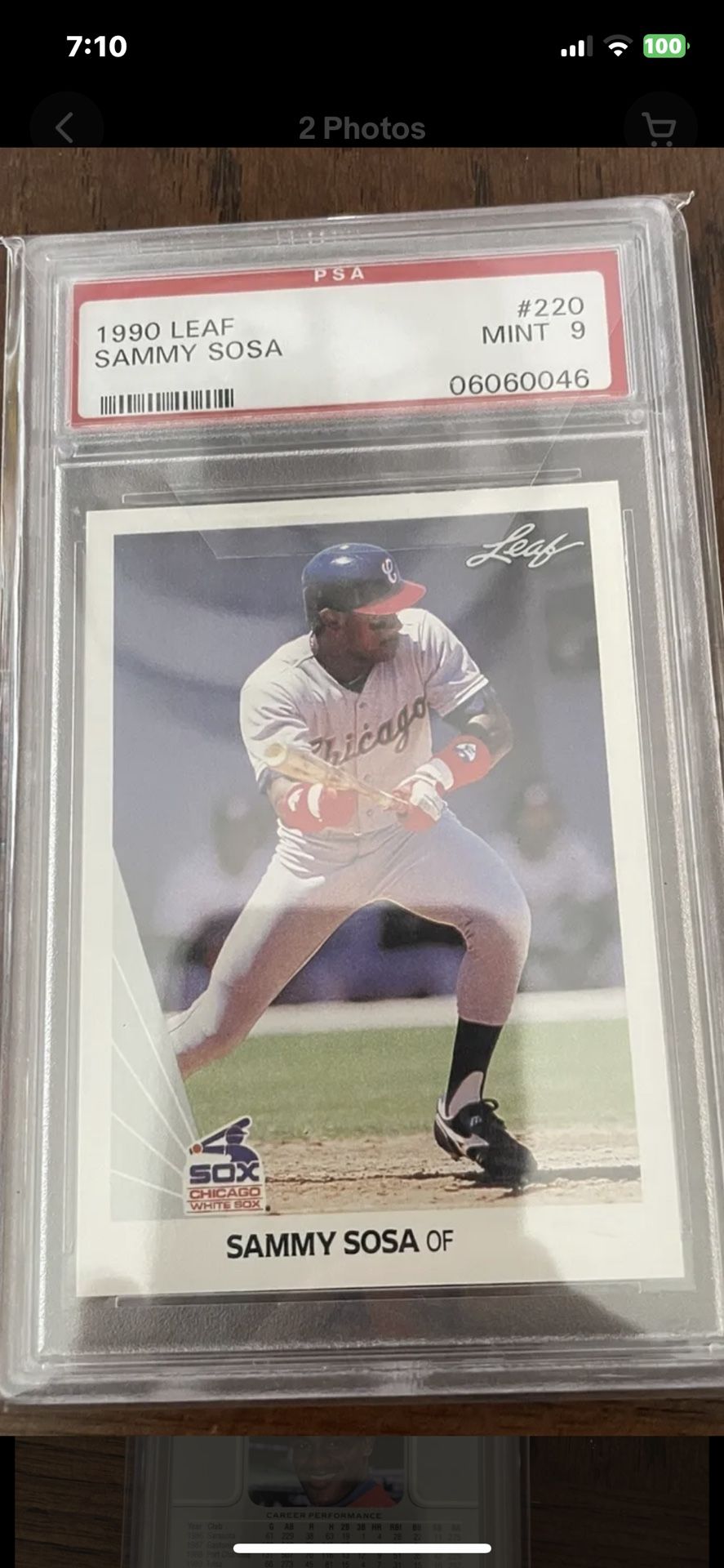 1990 leaf Sammy Sosa Rookie psa 9 Mint