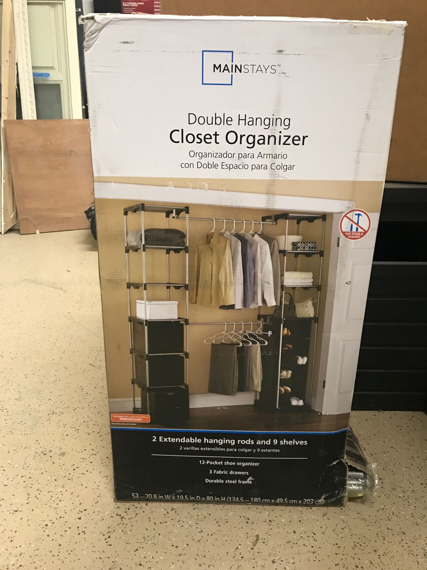 Double hanging closet organizer