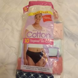 Hanes Breathable Cotton 10 Tagless High Cuts Panties