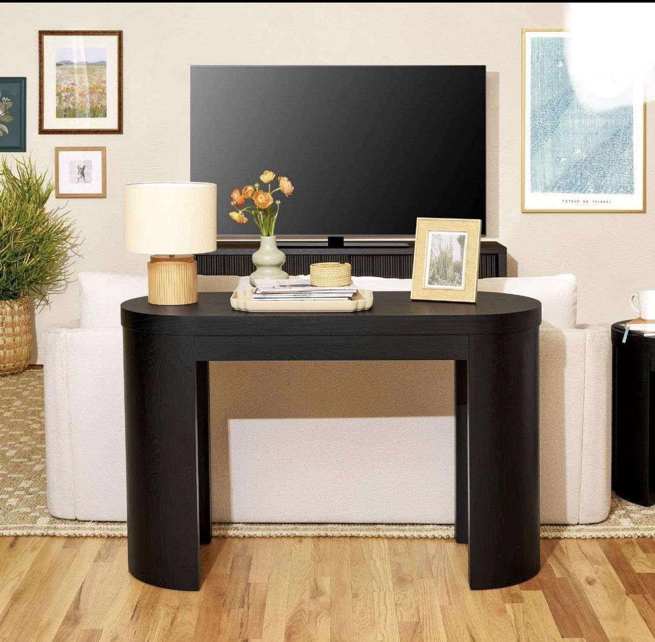 Drew Sofa Table – Rich Black Finish | Mid-Century Modern Style | NEW in Box ✨