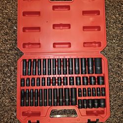 50PCS 1/4 Inch Drive Master Impact Socket Set,Metric/SAE,Deep/Shallow