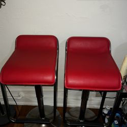Red Leather Counter Stool Set 