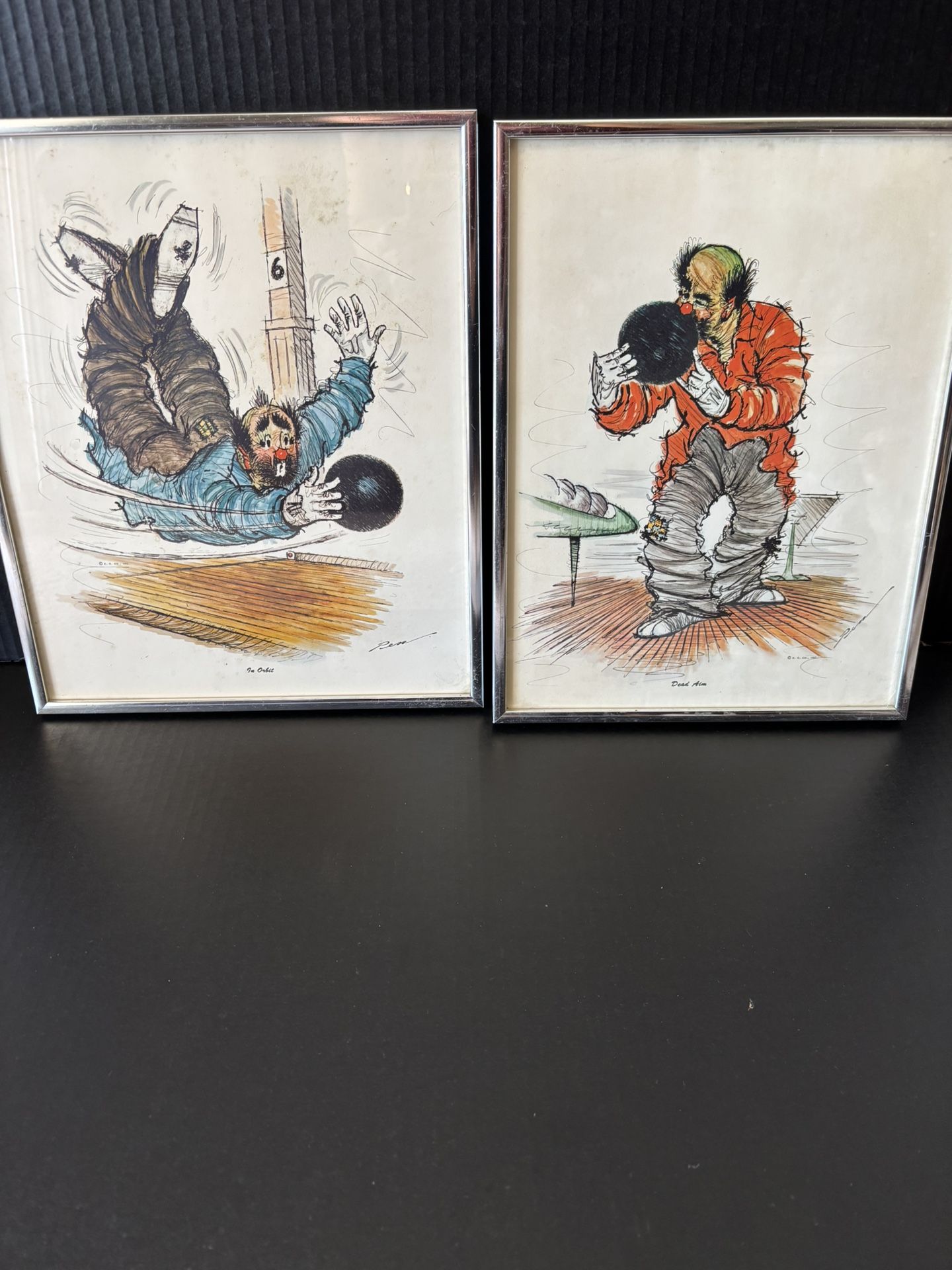 Vintage E.G. Co Inc. Bowling Clowns Framed Prints