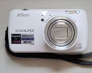 Nikon Coolpix S800c White 16MP Digital Camera W/Battery, Charger and SD Card Tested Working