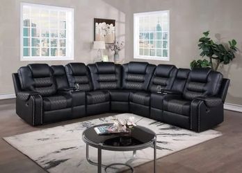 Black Manual Recliner Sectional Sofa 🖤 Luxury Comfort Couch