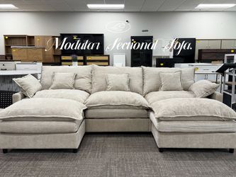 108"L Sectional Sofa Couch, Comfy Cloud Style, Deep Seat, Sleeper Function with Throw Pillows. Ideal for Adult - Occupied Living Rooms, Modern Design,