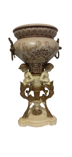 Baroque Style Decorative Urn on Figural Stand