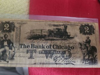 Old 2 dolar bank of Chicago money
