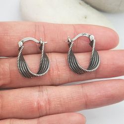 925 sterling silver women's lady's hoops earrings gift