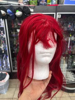Long Red Wig with Side Bangs