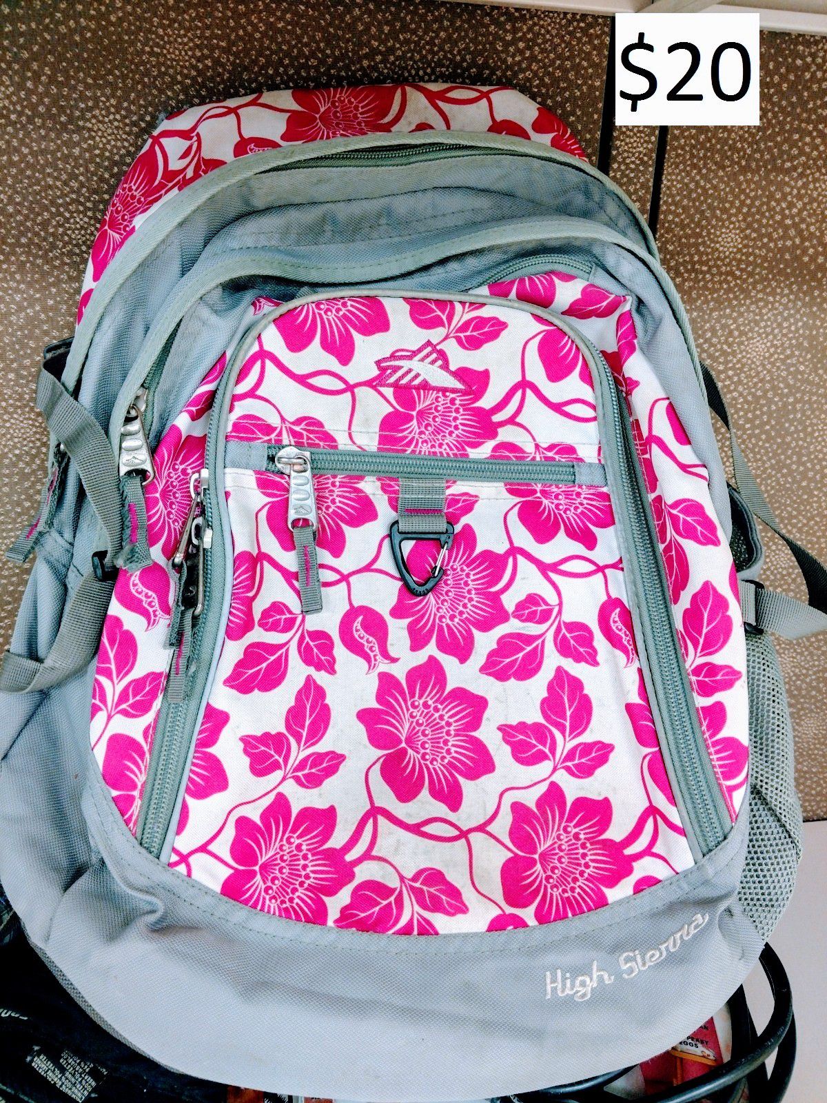 High Sierra backpack school travel sports pink floral flower