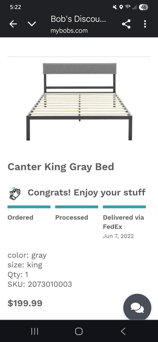 King Platform Bed w Padded Headboard