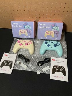 Wireless Switch Controllers for Switch/Switch 2/Lite/OLED/PC Controller with 2.4G Adapter, 2 Pack Switch Controller with Hall Joysticks & Hall Trigger