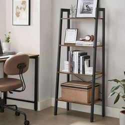 Ladder Shelf, 4-Tier Bookshelf, Storage Rack, Bookcase with Steel Frame