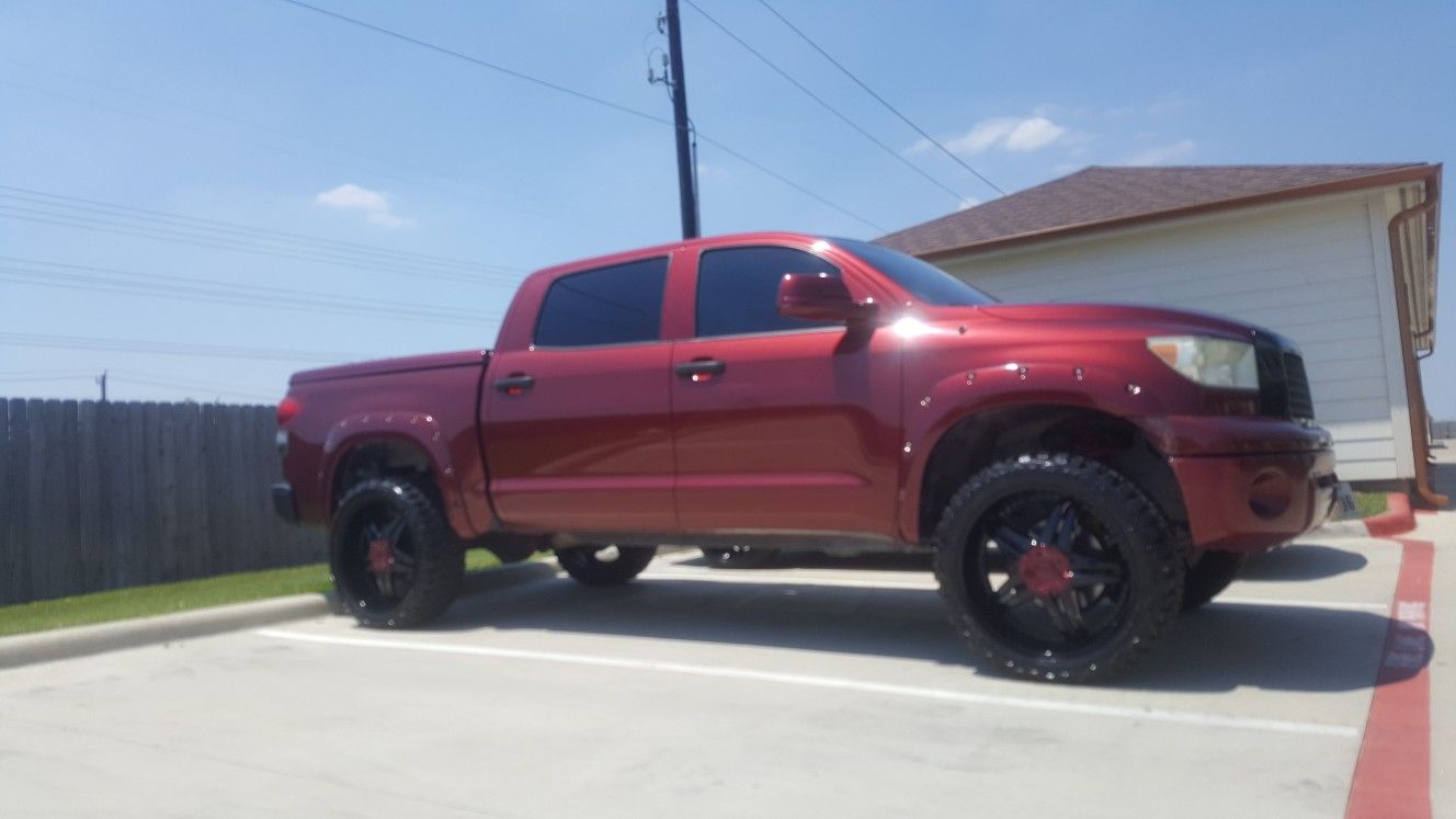 24x10 Toyota Tundra wheels and tires black glossy powder coated for sale or trade for 22s