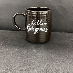 Hello Gorgeous Black Mug. Item No 122 (Shopgoodwill)