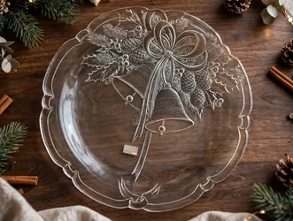 Mikasa Crystal Christmas Serving Platter — Bells & Bow